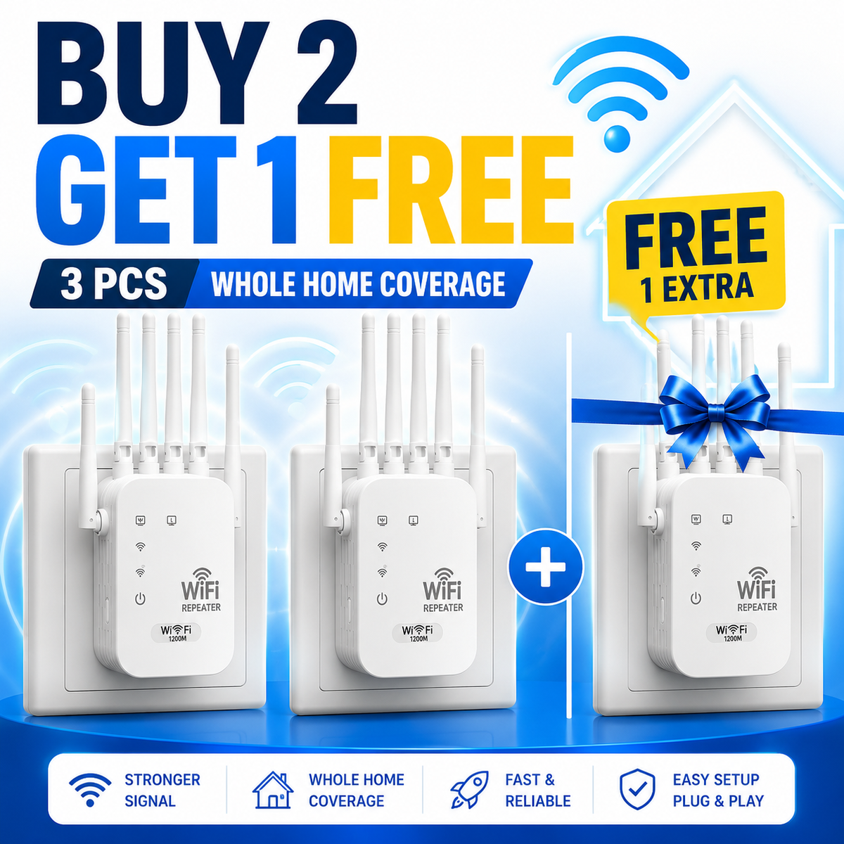 1200Mbps WiFi Extender – Eliminate WiFi Dead Zones
