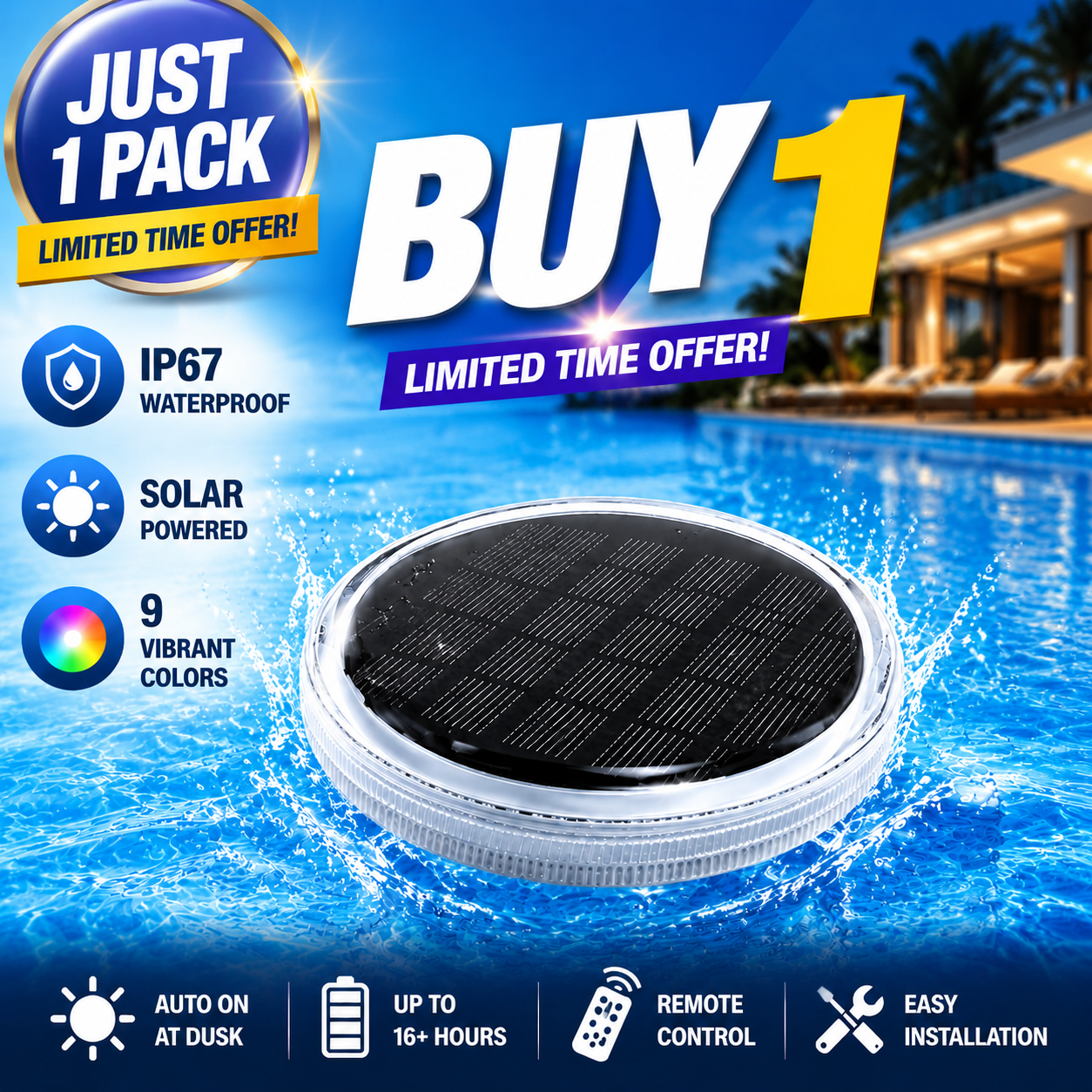 ✨ Solar Floating Pool Lights