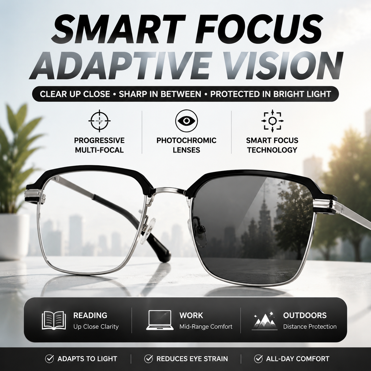 orofera® 👓 Progressive Glasses with Photochromic Adaptive Lenses