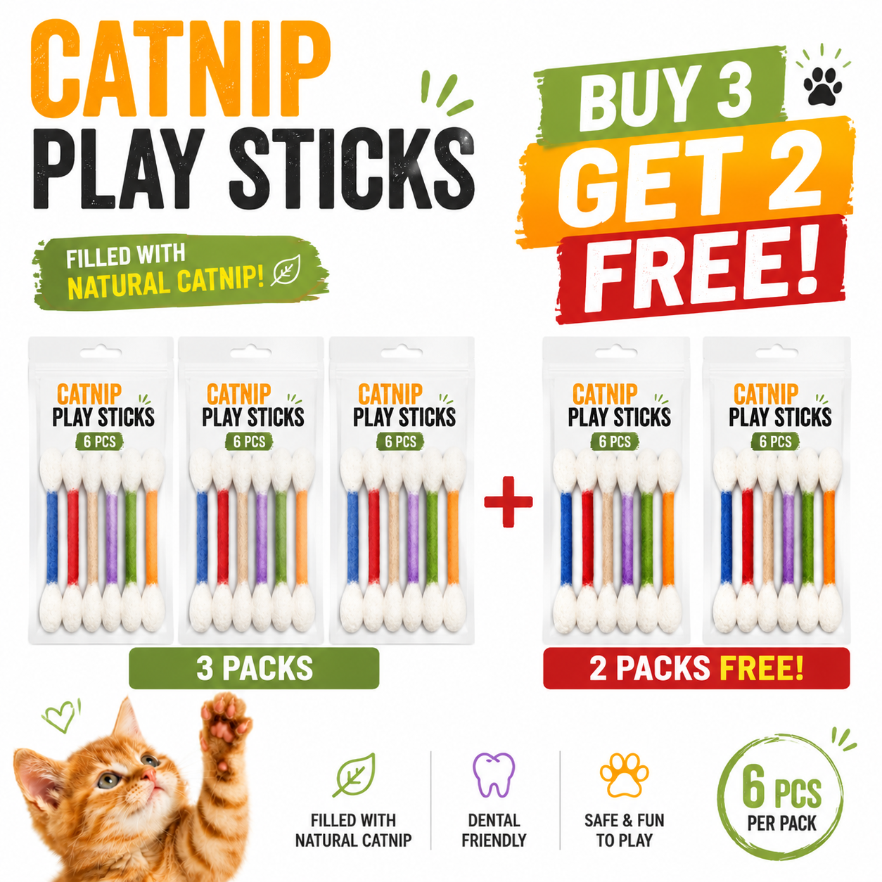 Orofera® 🐱🍃 Giant Q-Tip Catnip Kicker Toy