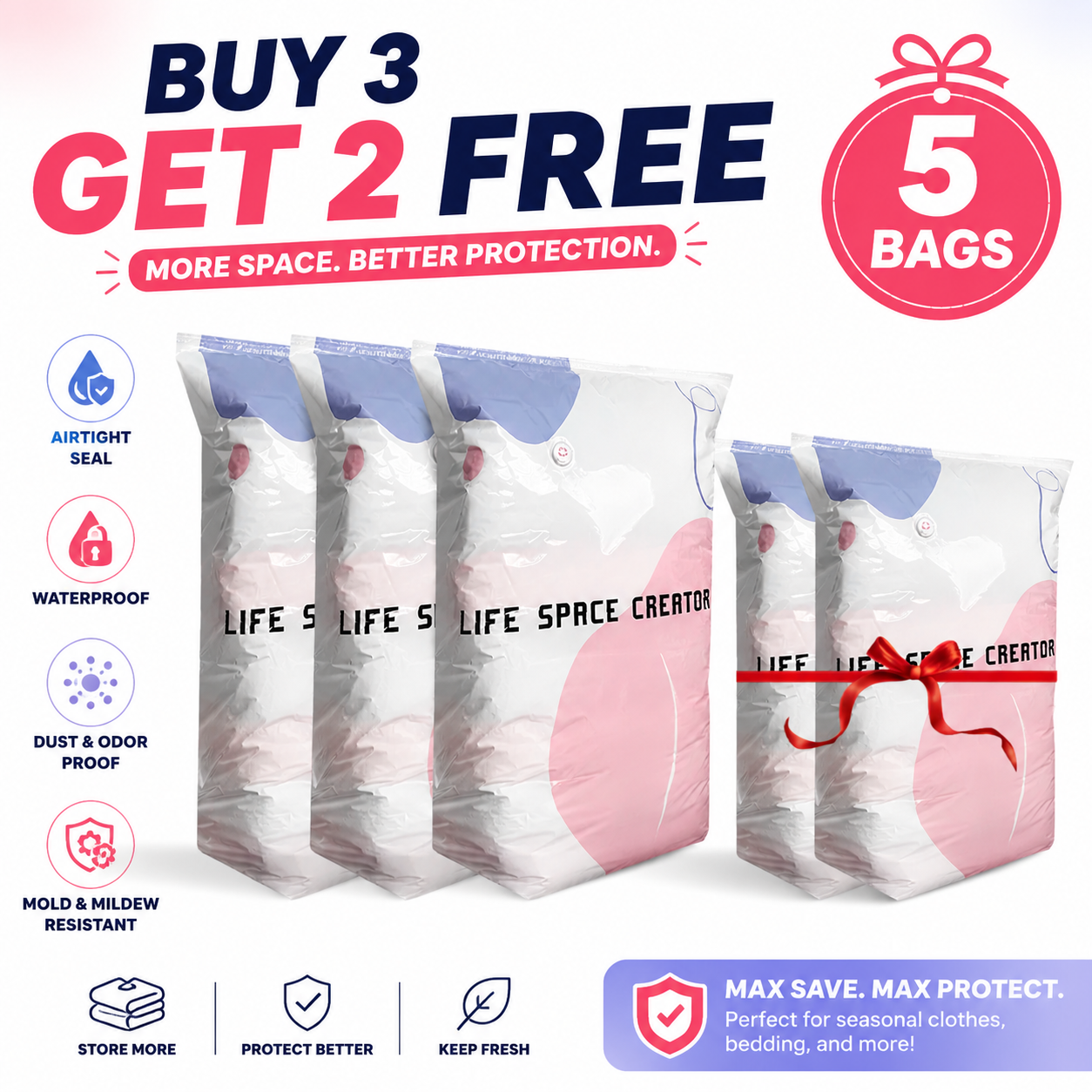 orofera® 💨 Life Space Creator No-Pump 3D Vacuum Storage Bags