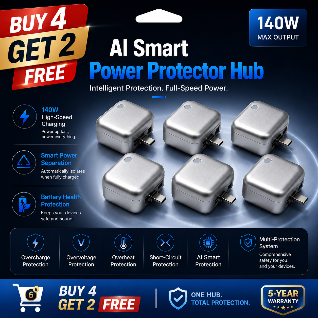 BUY 2 GET 1 FREE ๐ Al Smart Power Protector Hub