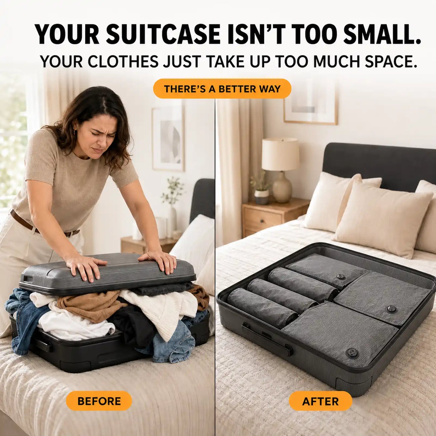 orofera®Roll-Up Travel Vacuum Compression Bag Set