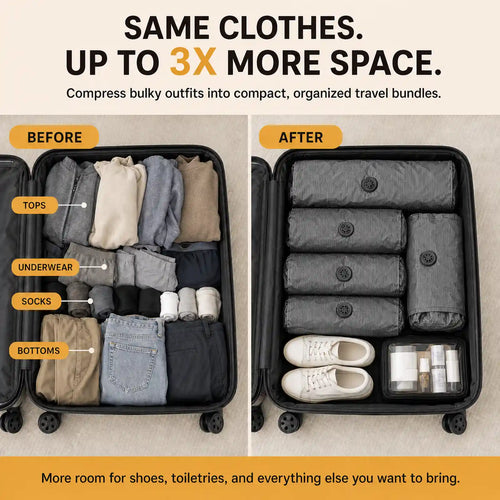 orofera®Roll-Up Travel Vacuum Compression Bag Set