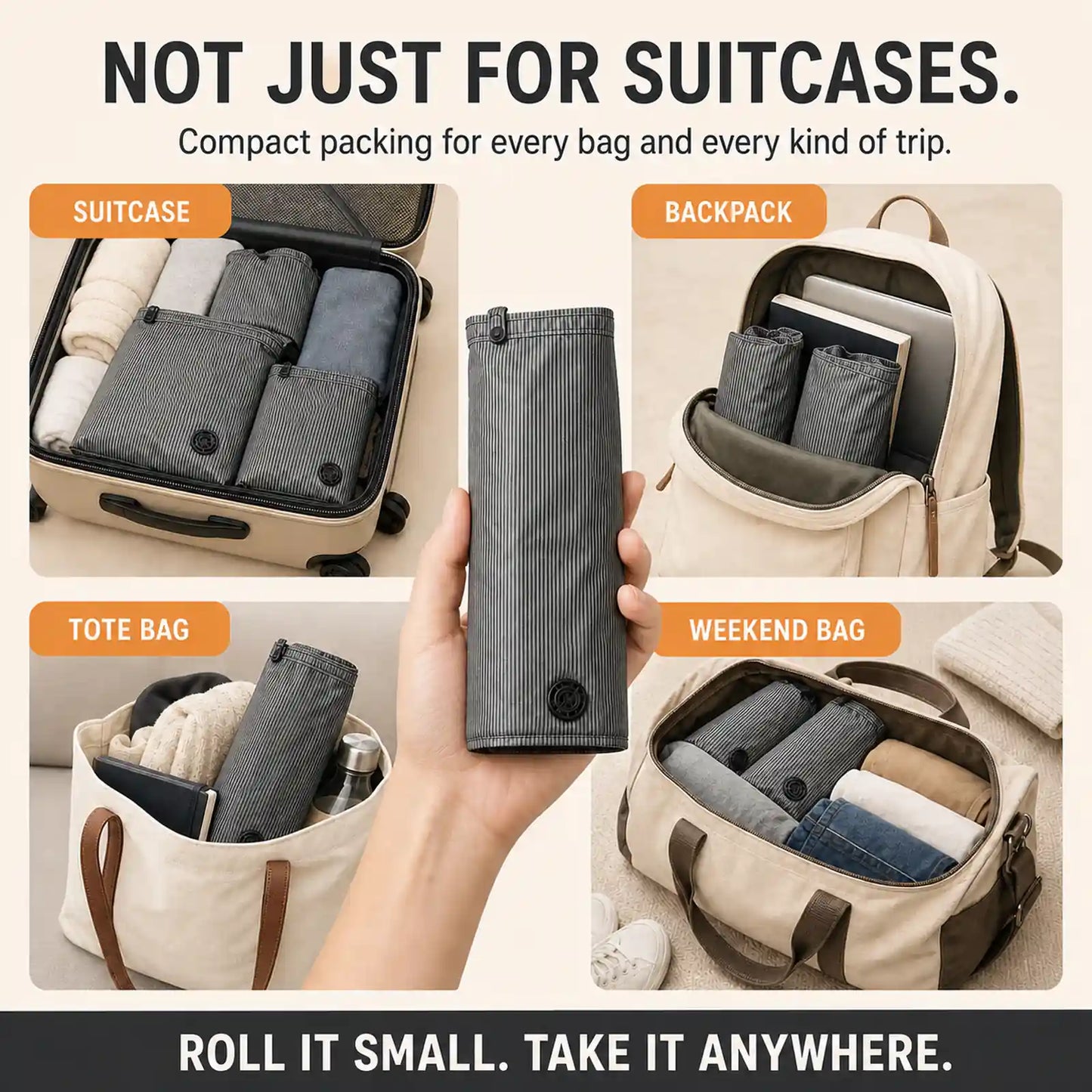 orofera®Roll-Up Travel Vacuum Compression Bag Set