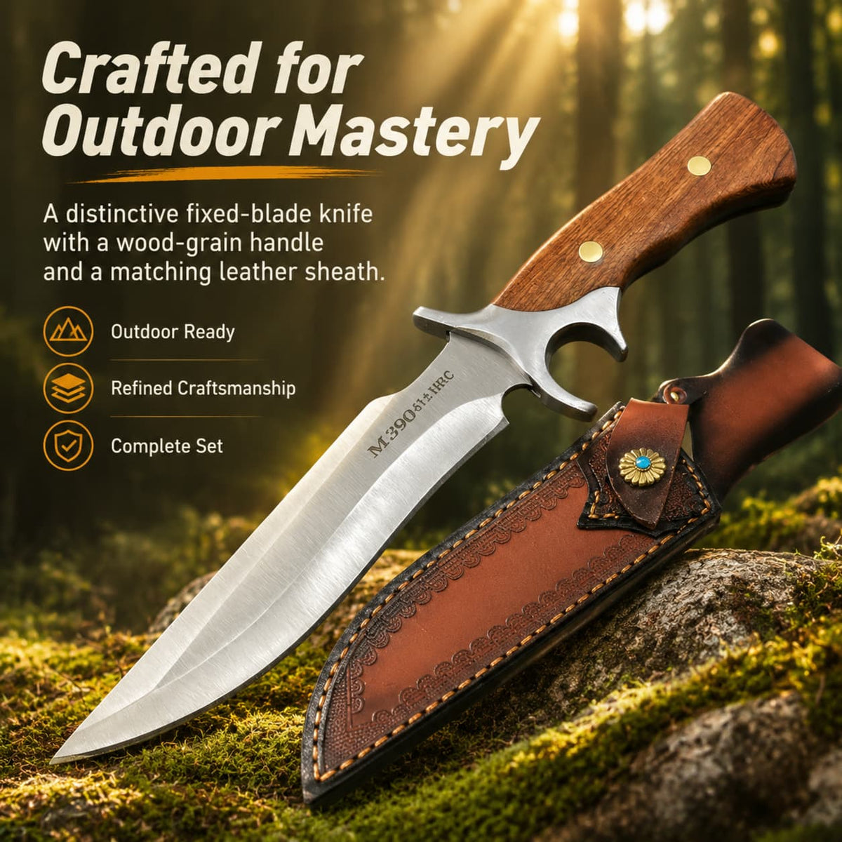 OROFERA®Wood Handle Hunting Knife & Sheath🔪
