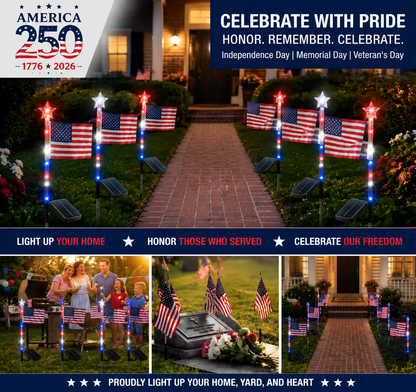 Orofera®🇺🇸250th Anniversary USA Solar LED Flag✨