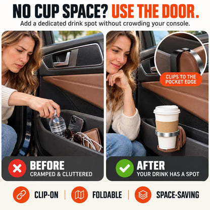 🆙 Foldable Clip-On Car Door Cup Holder