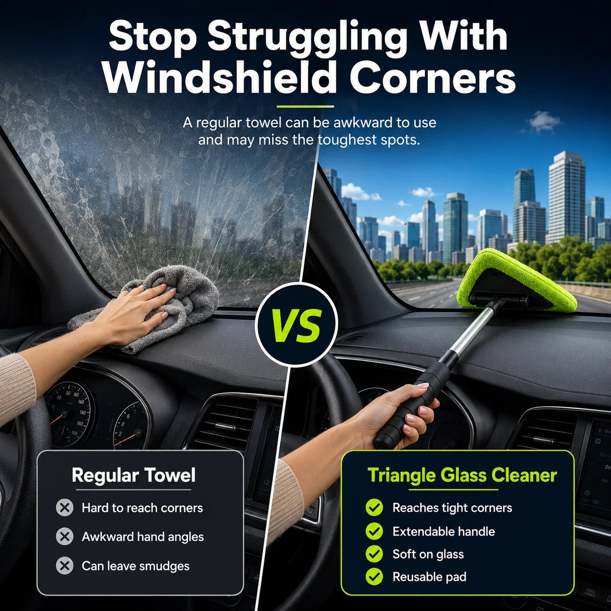 🧽🚗 Triangle Head Windshield Cleaner