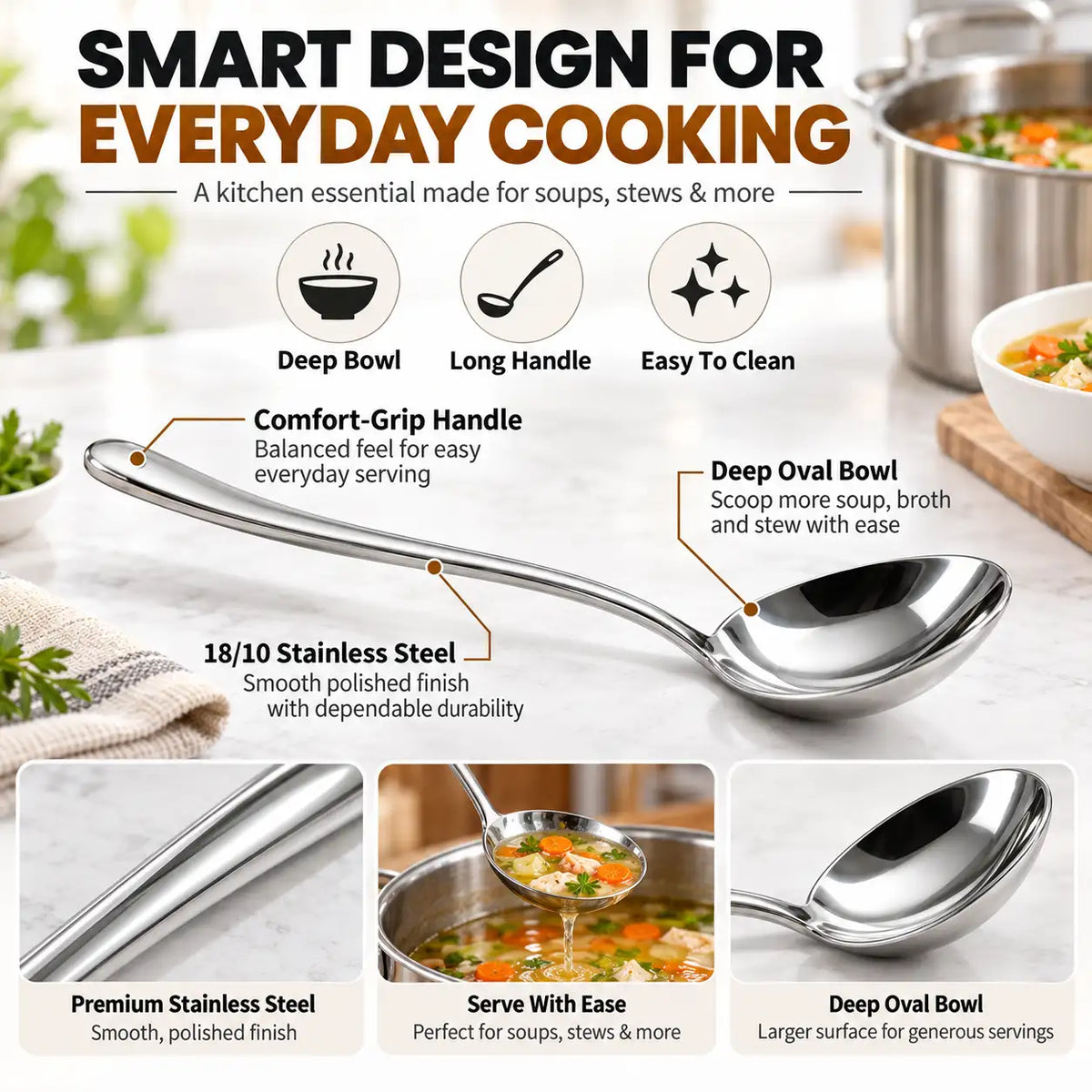 korakio® 🥄🥣 Premium  Stainless Steel Soup Ladle