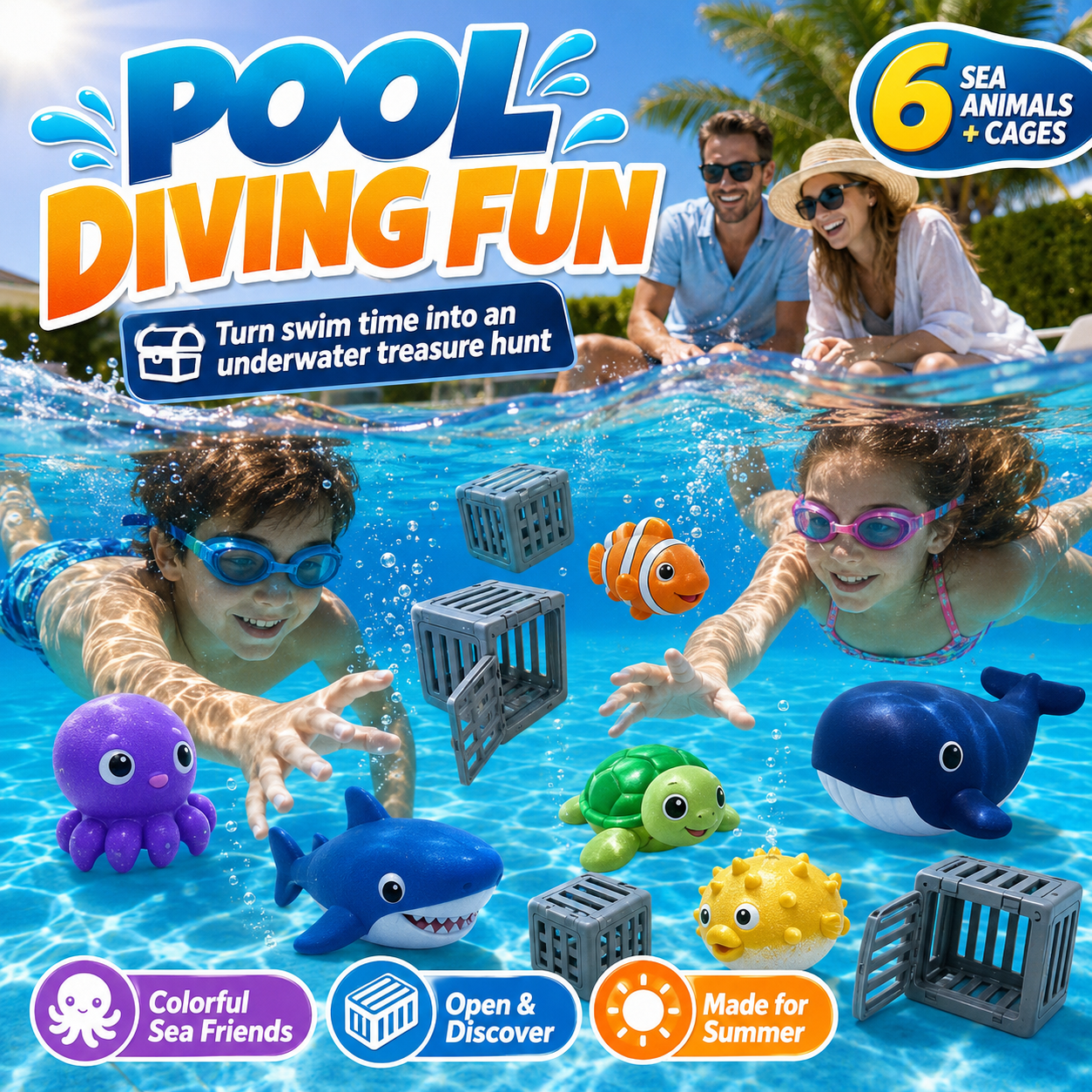 Orofera® 🐠 🐙 Interactive Sea Animal Dive Toy Set