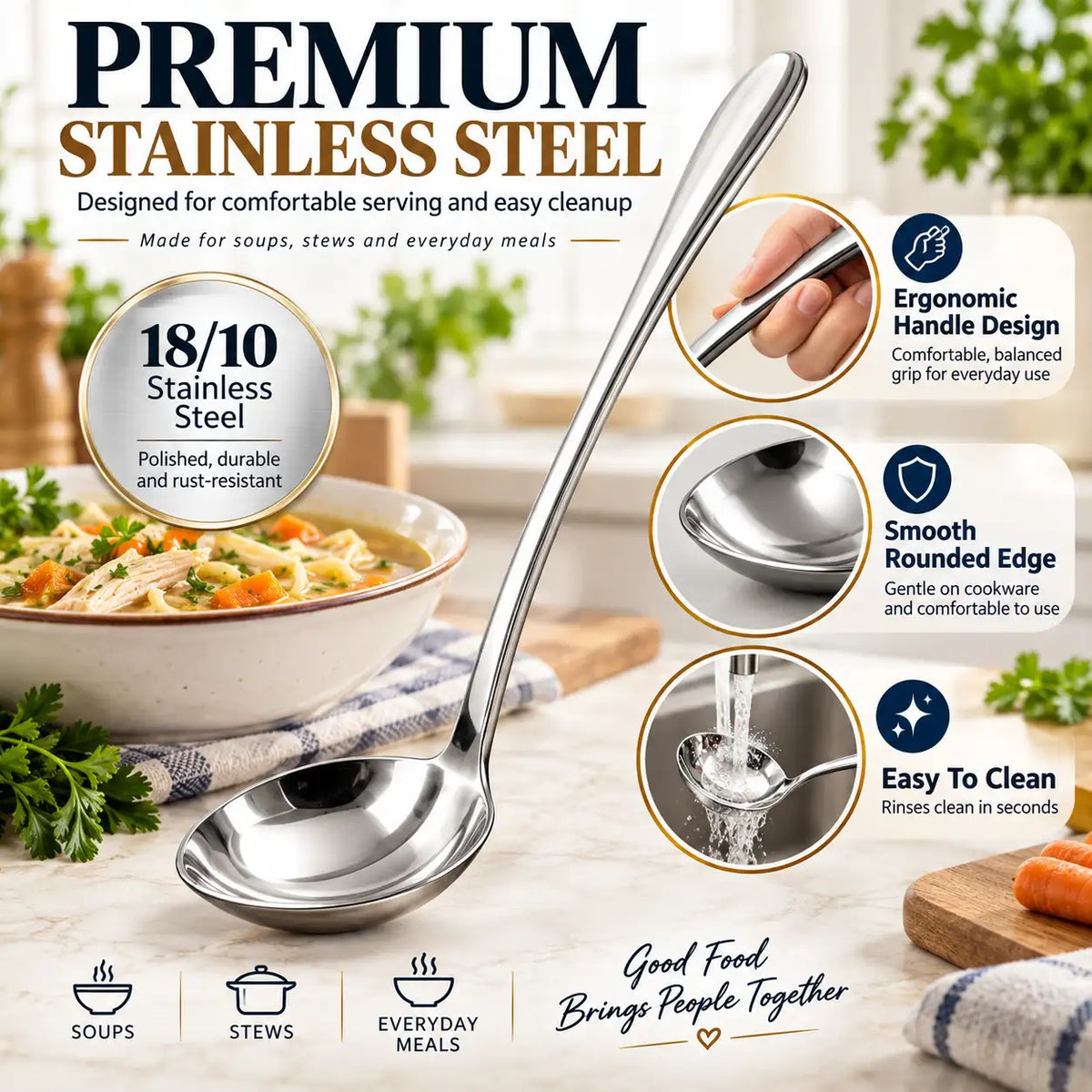 korakio® 🥄🥣 Premium  Stainless Steel Soup Ladle