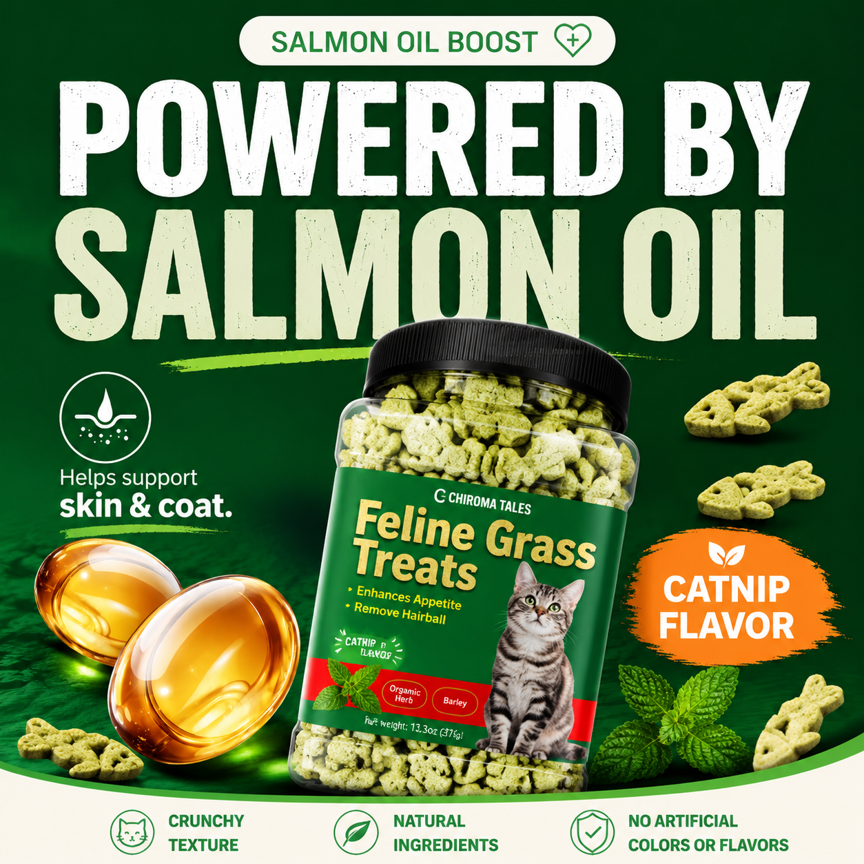 Crunchy Cat Treats for Hairball Control & Digestive Health | Buy 1, 2nd 50% OFF
