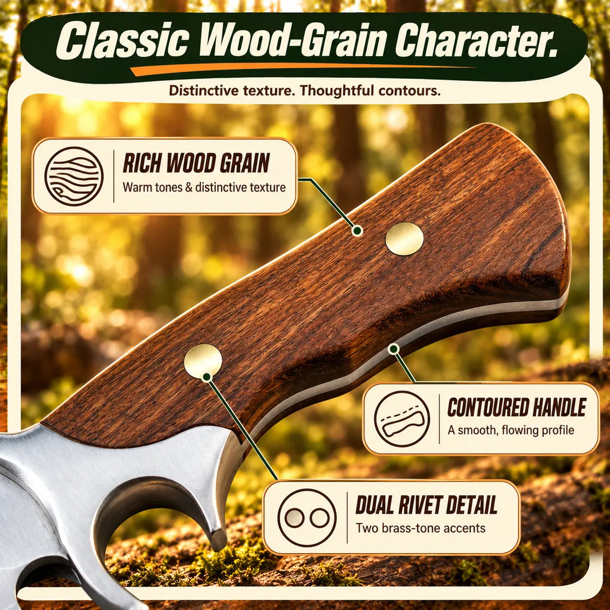 OROFERA®Wood Handle Hunting Knife & Sheath🔪