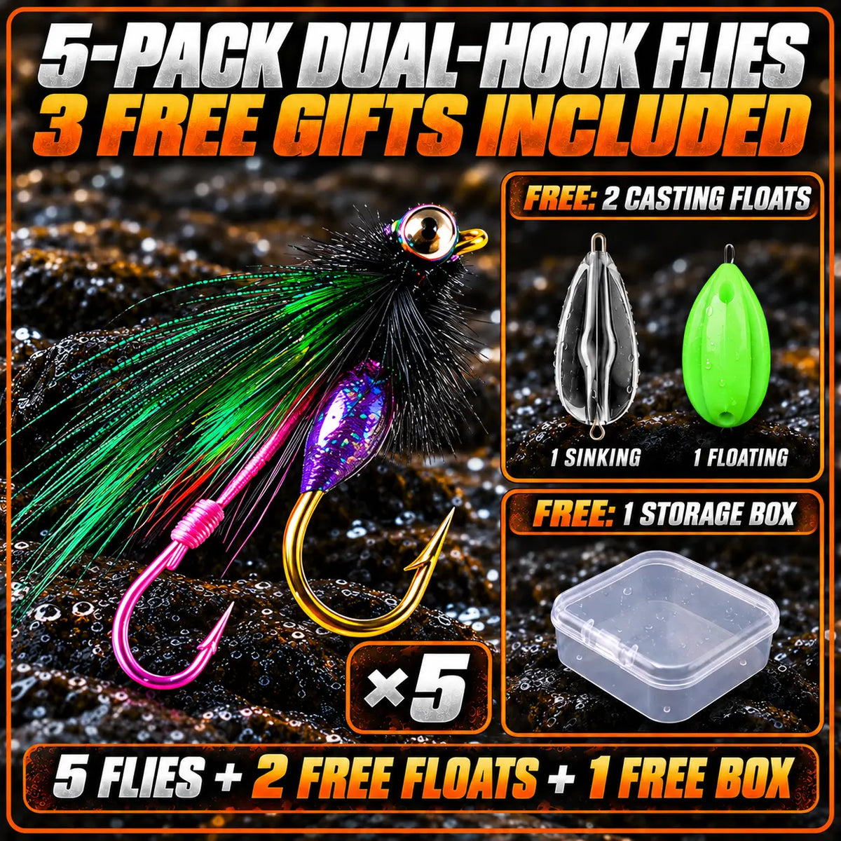 OROFERA®🎣Handcrafted Dual-Hook Fly Fishing Kit