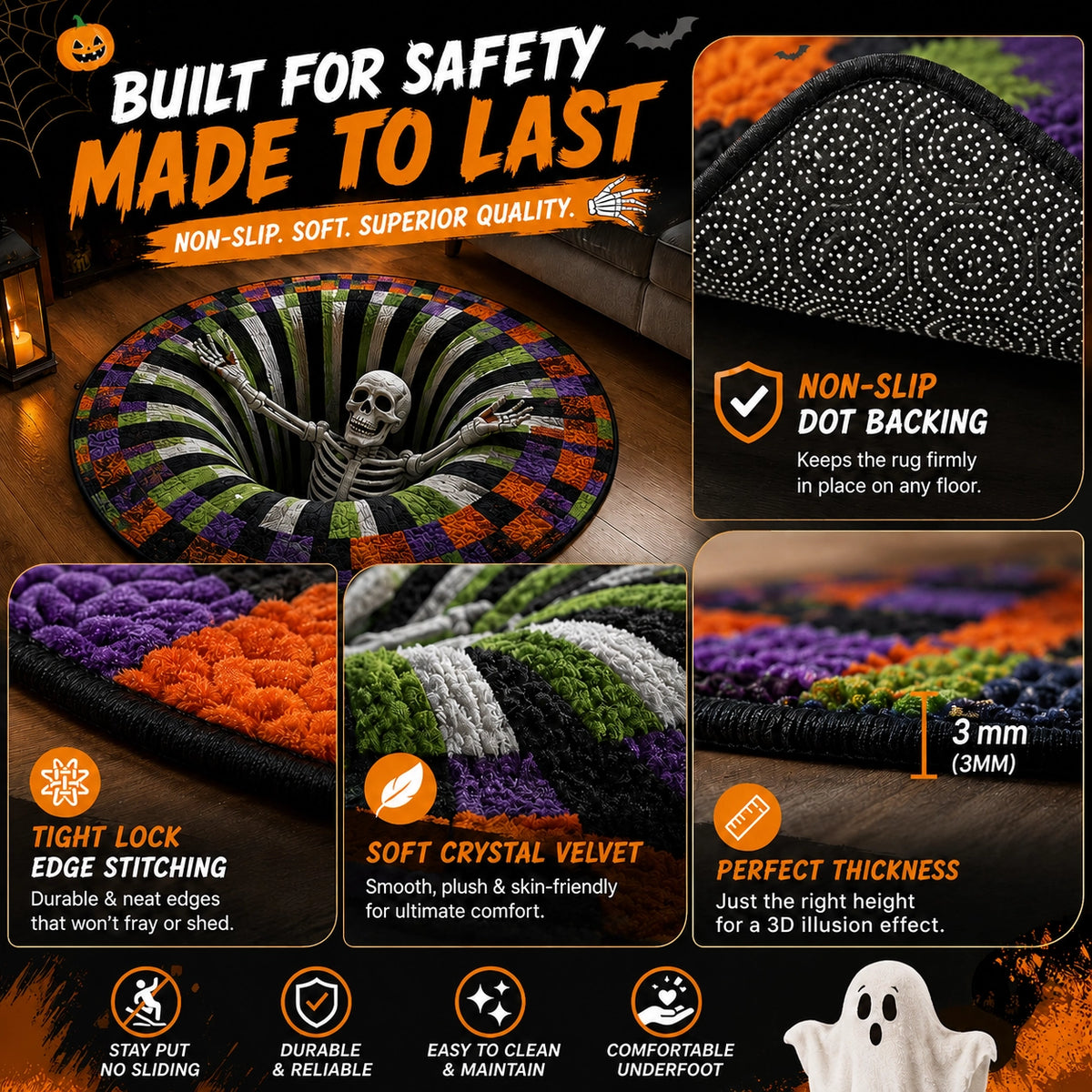 OROFERA® 💀🌀 Halloween 3D Illusion Rug