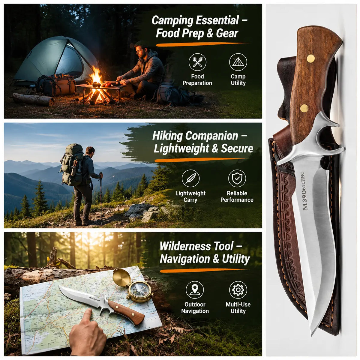 OROFERA®Wood Handle Hunting Knife & Sheath🔪