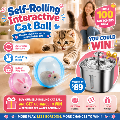 Orofera® 🐈🪀 Self-Rolling Interactive Cat Ball
