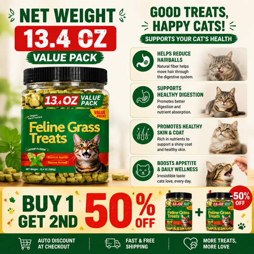 Crunchy Cat Treats for Hairball Control & Digestive Health | Buy 1, 2nd 50% OFF