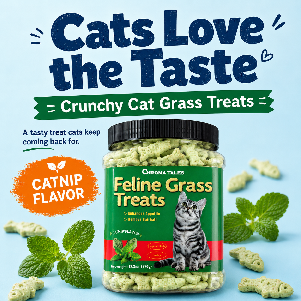 Crunchy Cat Treats for Hairball Control & Digestive Health | Buy 1, 2nd 50% OFF