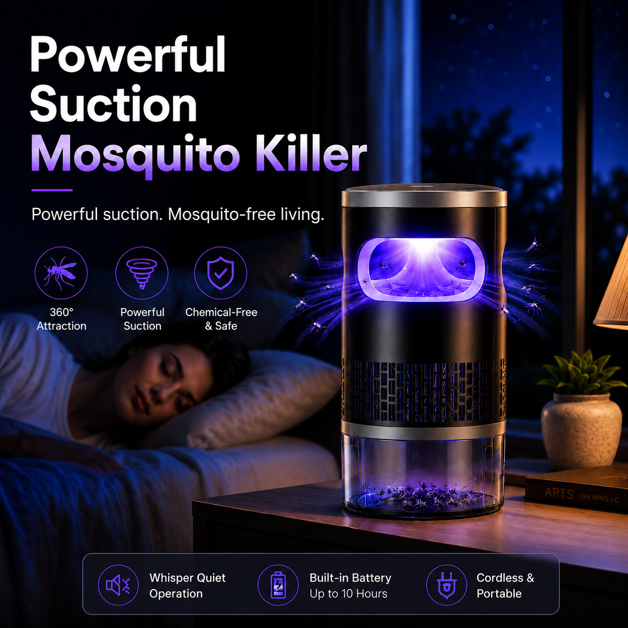 Orofera® ✅ Powerful Suction Mosquito Killer — Chemical‑Free UV Trap