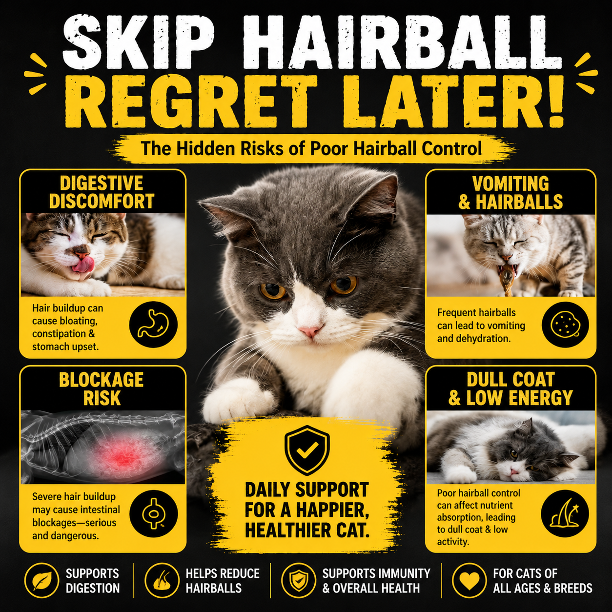 Crunchy Cat Treats for Hairball Control & Digestive Health | Buy 1, 2nd 50% OFF