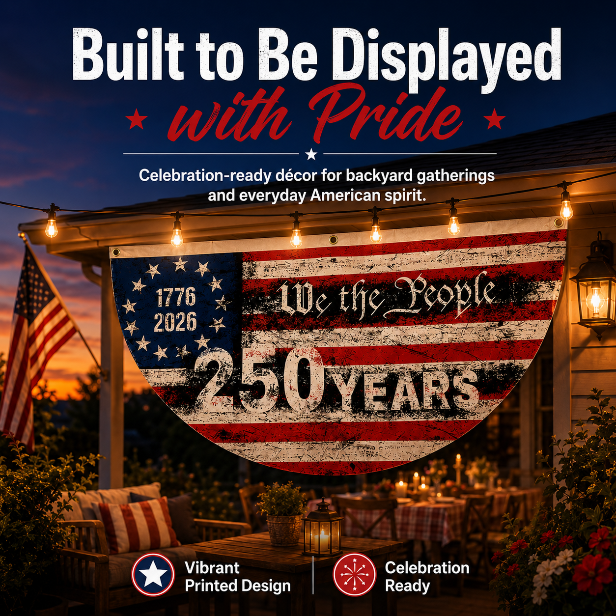 orofera® 🗽 250th Anniversary Patriotic Bunting Flag