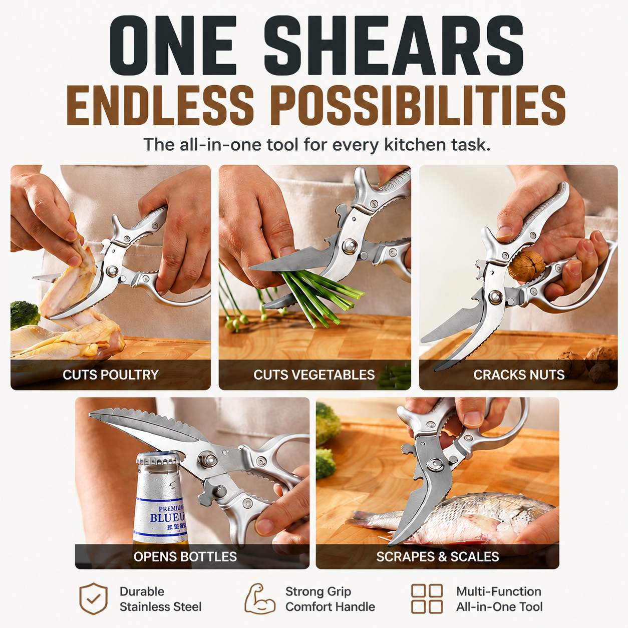 orofera® ✂️ All-in-One Kitchen Shears – Powerful Cutting, Cracking & Food Prep Tool