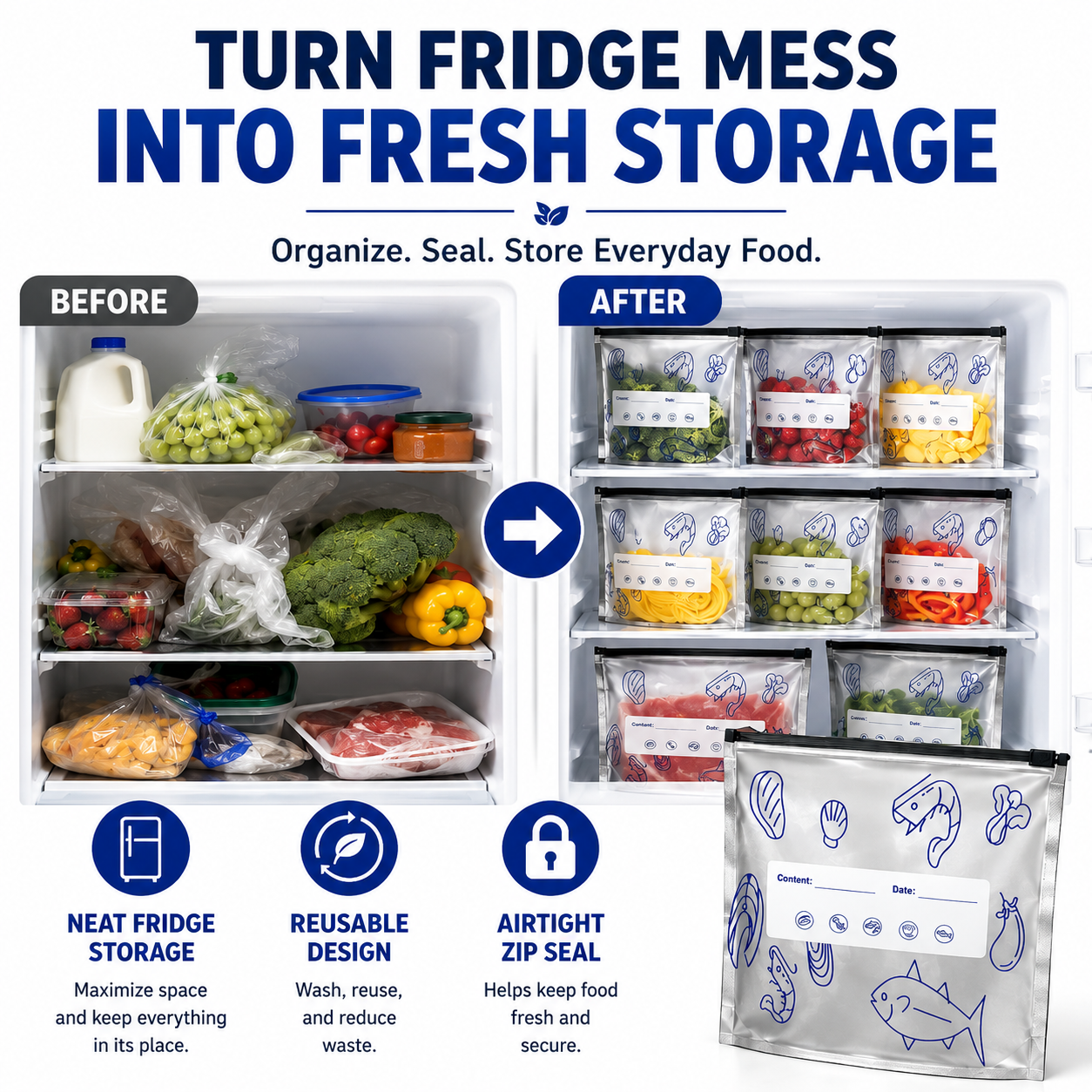 Orofera® ✨🔒 Reusable Aluminum Foil Zipper Storage Bags
