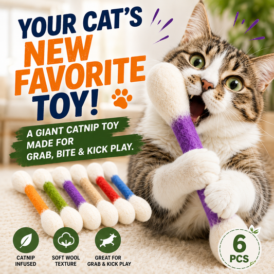 Orofera® 🐱🍃 Giant Q-Tip Catnip Kicker Toy