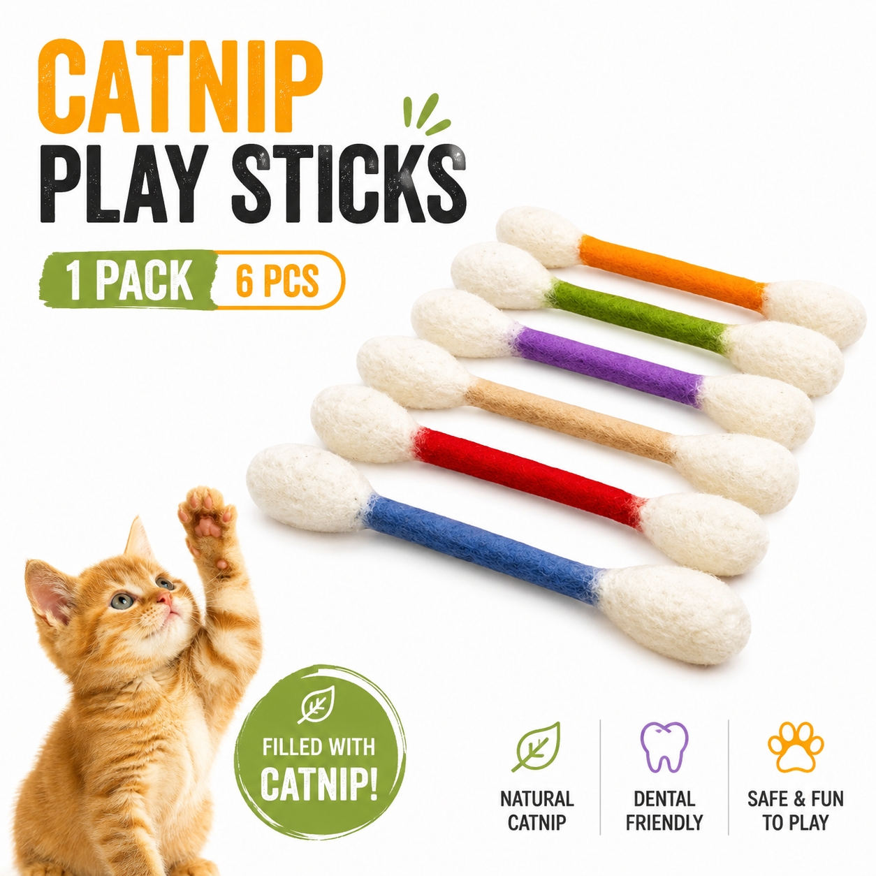 Orofera® 🐱🍃 Giant Q-Tip Catnip Kicker Toy
