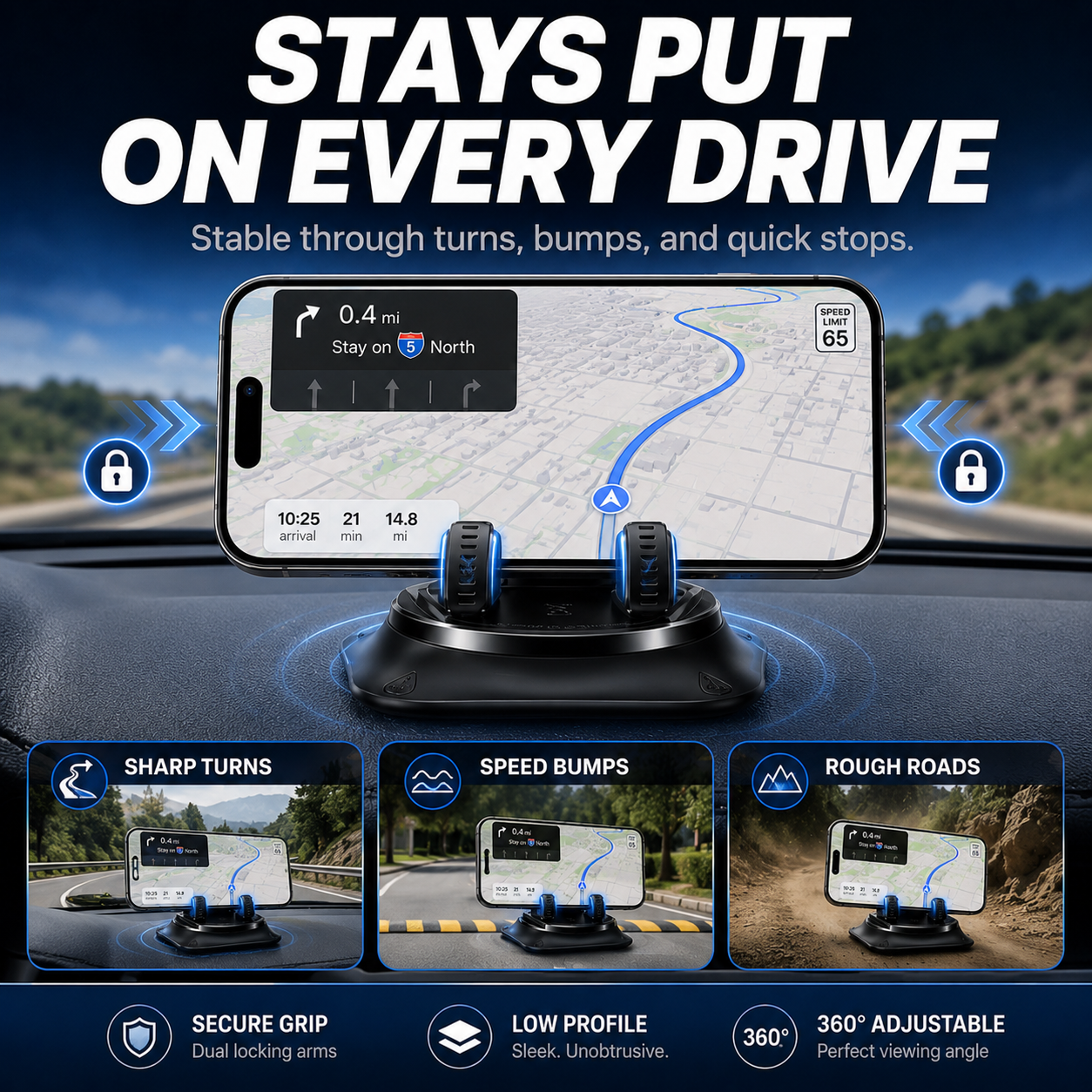 orofera® 360° Rotating Universal Dashboard Phone Holder
