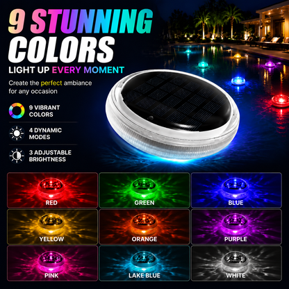 Orofera®✨ Solar Floating Pool Lights – 9 RGB Colors🌈 Remote Control🌊 IP67 Waterproof