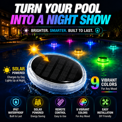 Orofera®✨ Solar Floating Pool Lights – 9 RGB Colors🌈 Remote Control🌊 IP67 Waterproof
