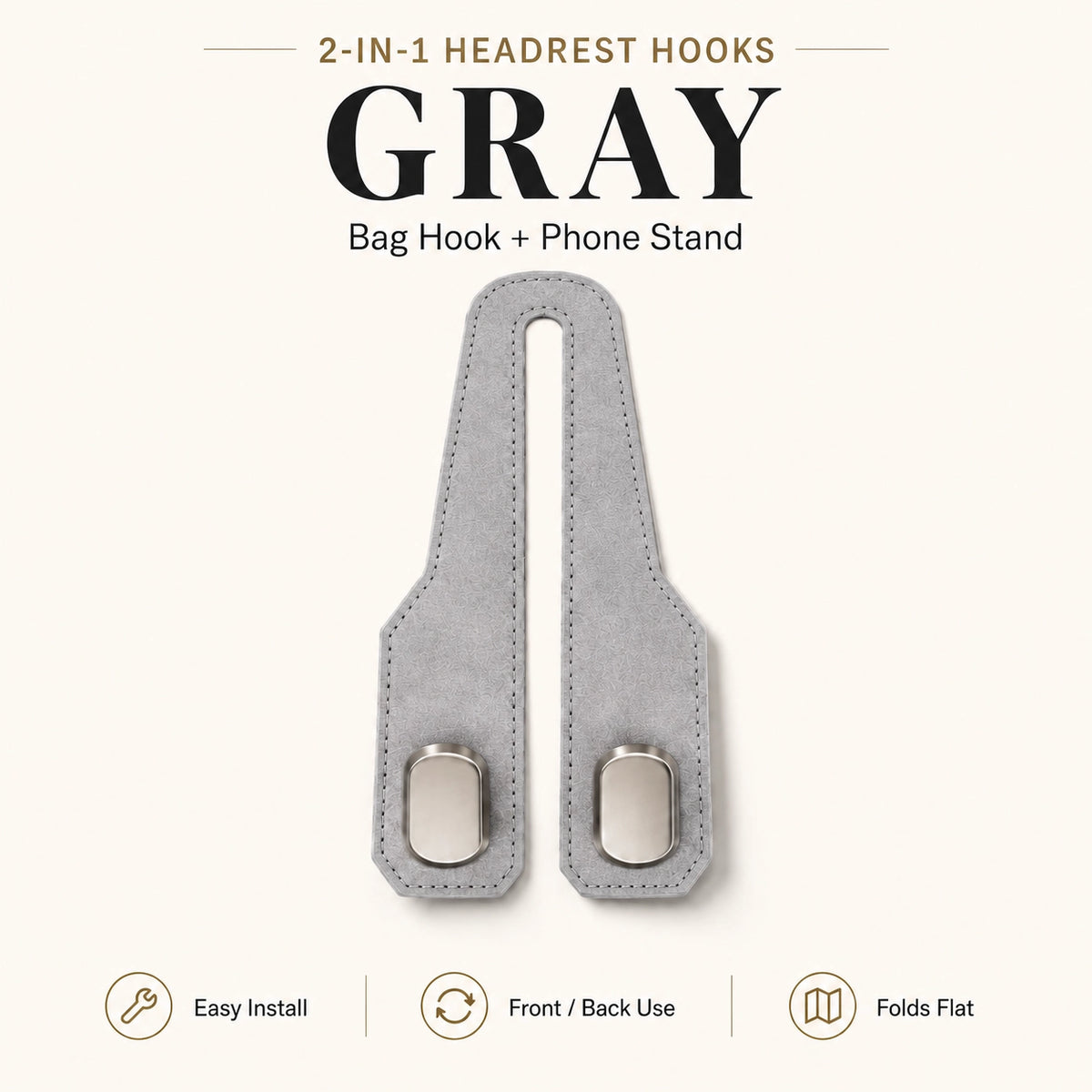 OROFERA® 🚗🪝Premium Suede Car Headrest Hooks & Phone Stand
