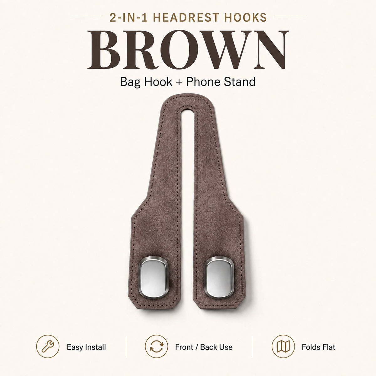 OROFERA® 🚗🪝Premium Suede Car Headrest Hooks & Phone Stand