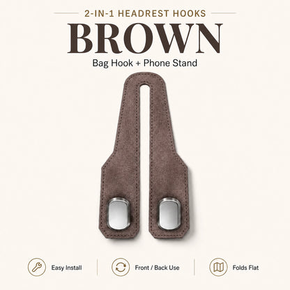 OROFERA® 🚗🪝Premium Suede Car Headrest Hooks & Phone Stand