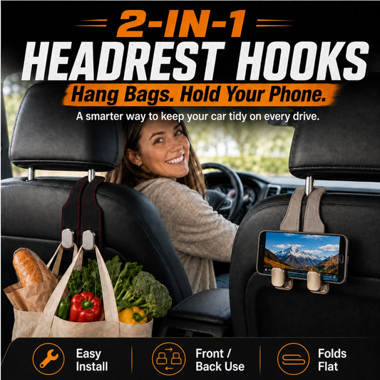 OROFERA® 🚗🪝Premium Suede Car Headrest Hooks & Phone Stand