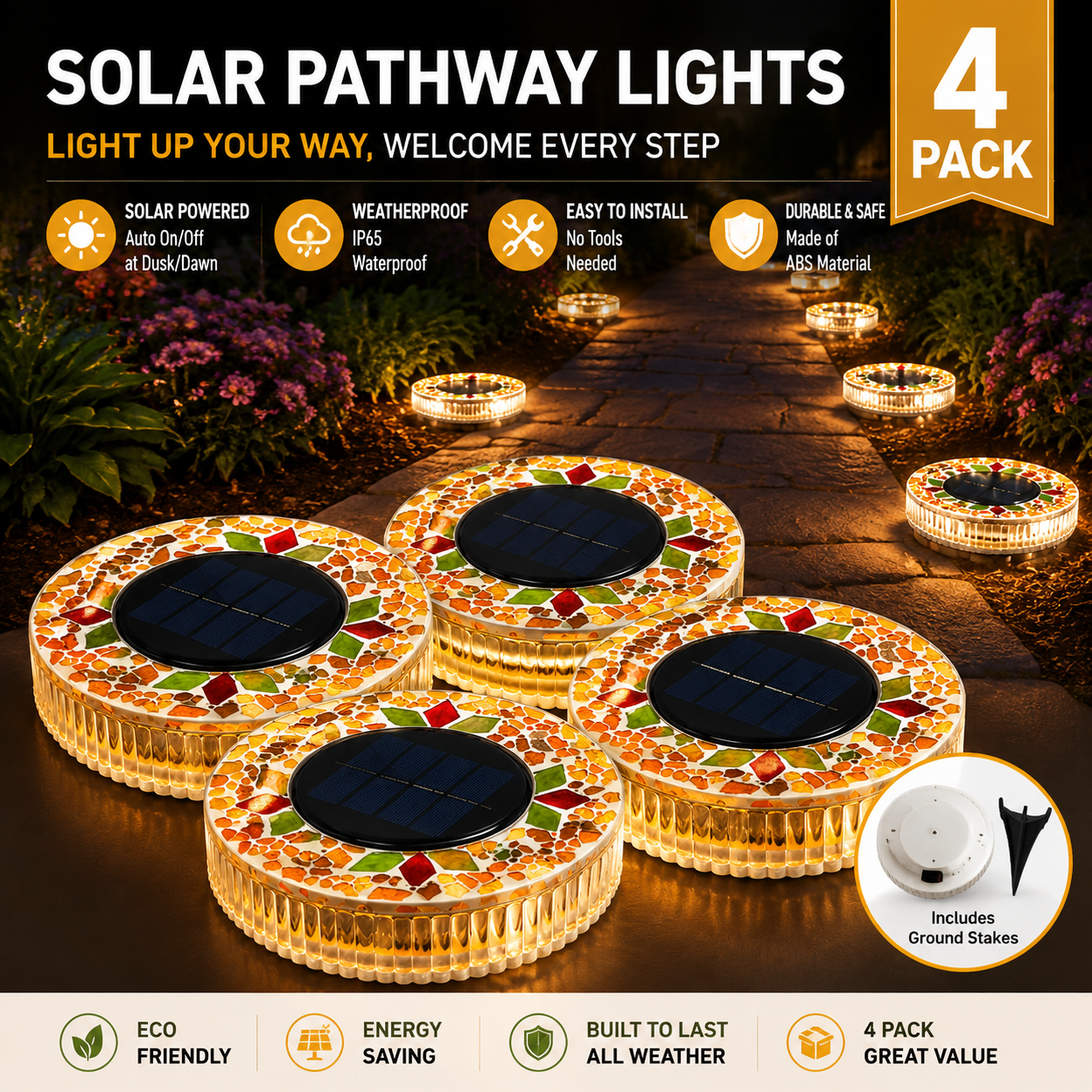 Orofera®Solar Outdoor Mosaic Disk Lights🔹🔸