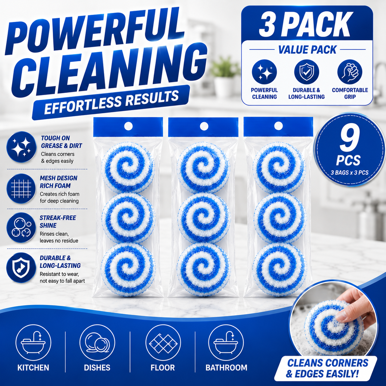 BLUE x 3 PACK