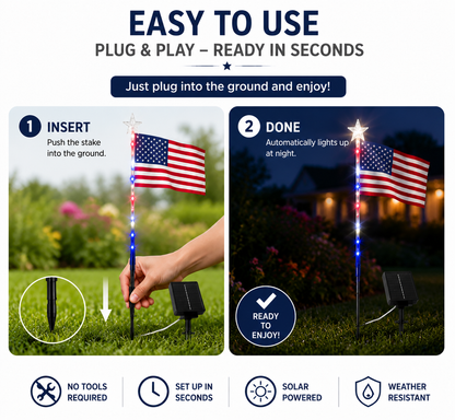 Orofera®🇺🇸250th Anniversary USA Solar LED Flag✨