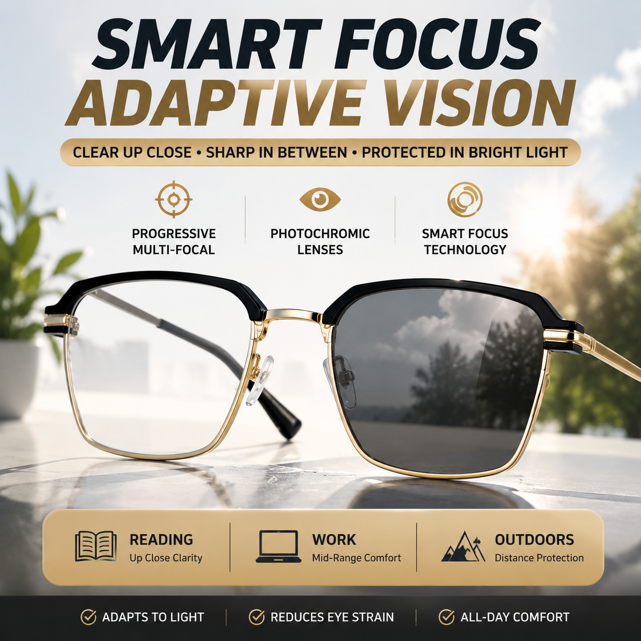 orofera® 👓 Progressive Glasses with Photochromic Adaptive Lenses